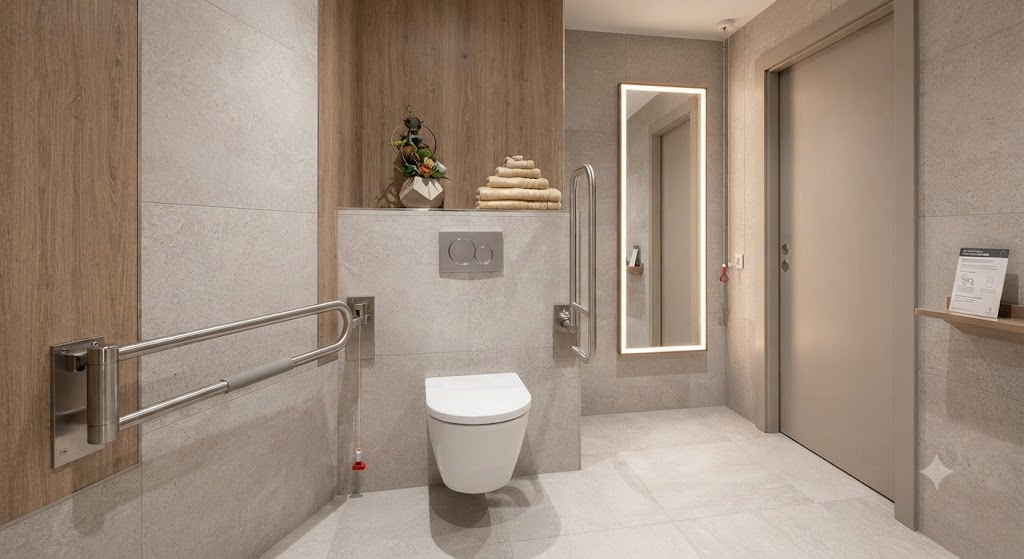 WC surélevé et barres d'appui - salle de bain PMR Béziers